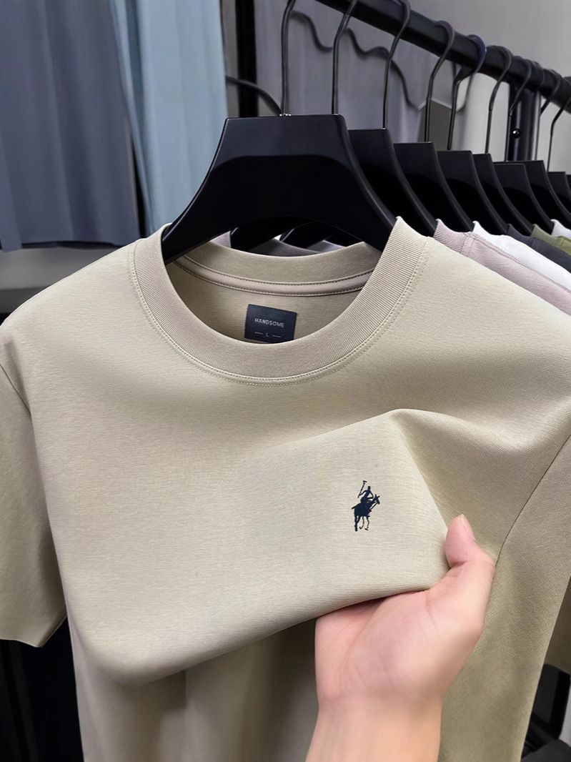 Heavyweight Pure Cotton Summer Men's Short Sleeved T-shirt Loose Round Neck Embroidered T-shirt Men's Factory Customization T-Shirts