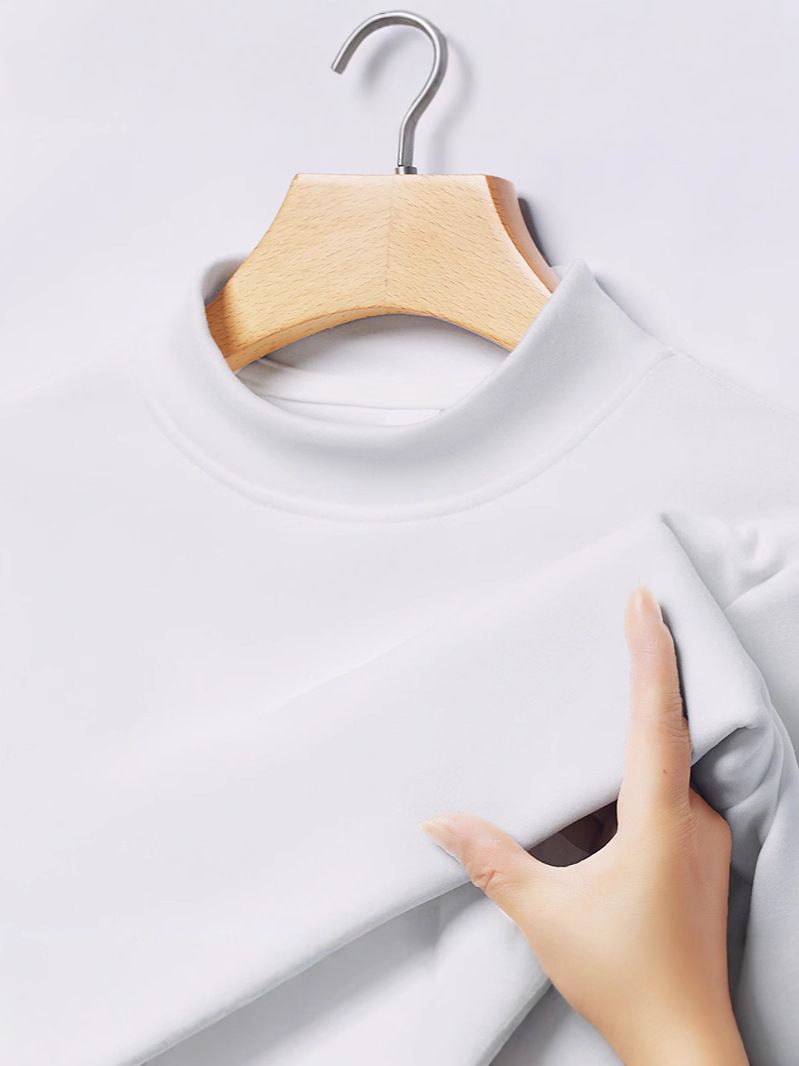 Foreign Trade Wholesale Men's Autumn and Winter Solid Color Long Sleeve T-shirt Half High Neck Top De Velvet Warm Base T-shirt