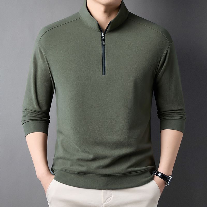Fashionable Zipper Golf Tshirts Polo Shirt Long Sleeve t Shirt Cotton Blend Men's Clothing Polo  T-Shirts