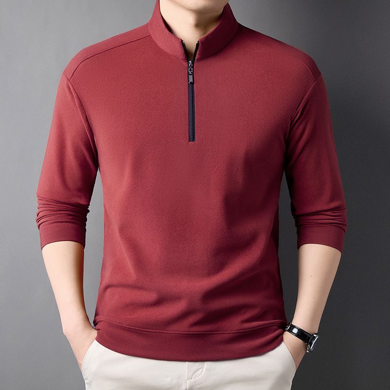 Fashionable Zipper Golf Tshirts Polo Shirt Long Sleeve t Shirt Cotton Blend Men's Clothing Polo  T-Shirts