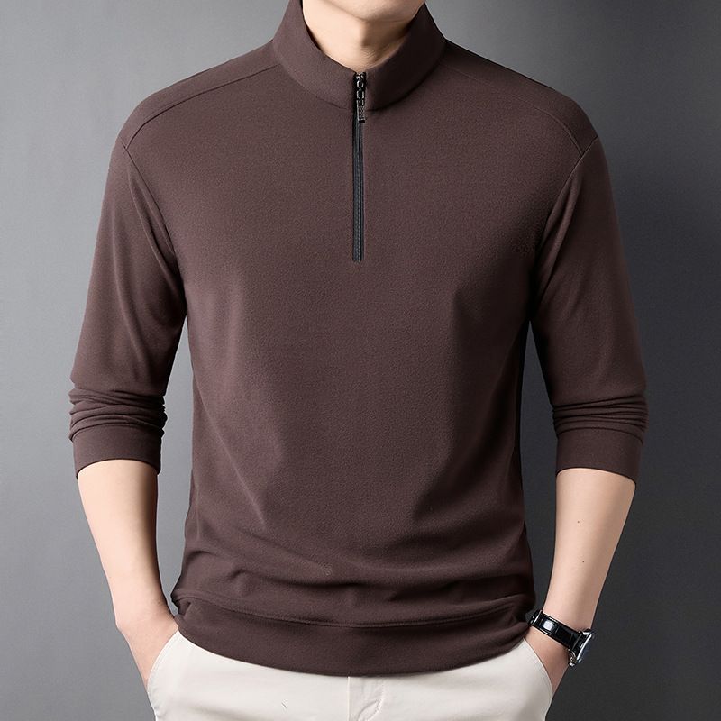 Fashionable Zipper Golf Tshirts Polo Shirt Long Sleeve t Shirt Cotton Blend Men's Clothing Polo  T-Shirts