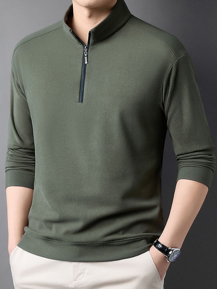 Fashionable Zipper Golf Tshirts Polo Shirt Long Sleeve t Shirt Cotton Blend Men's Clothing Polo  T-Shirts