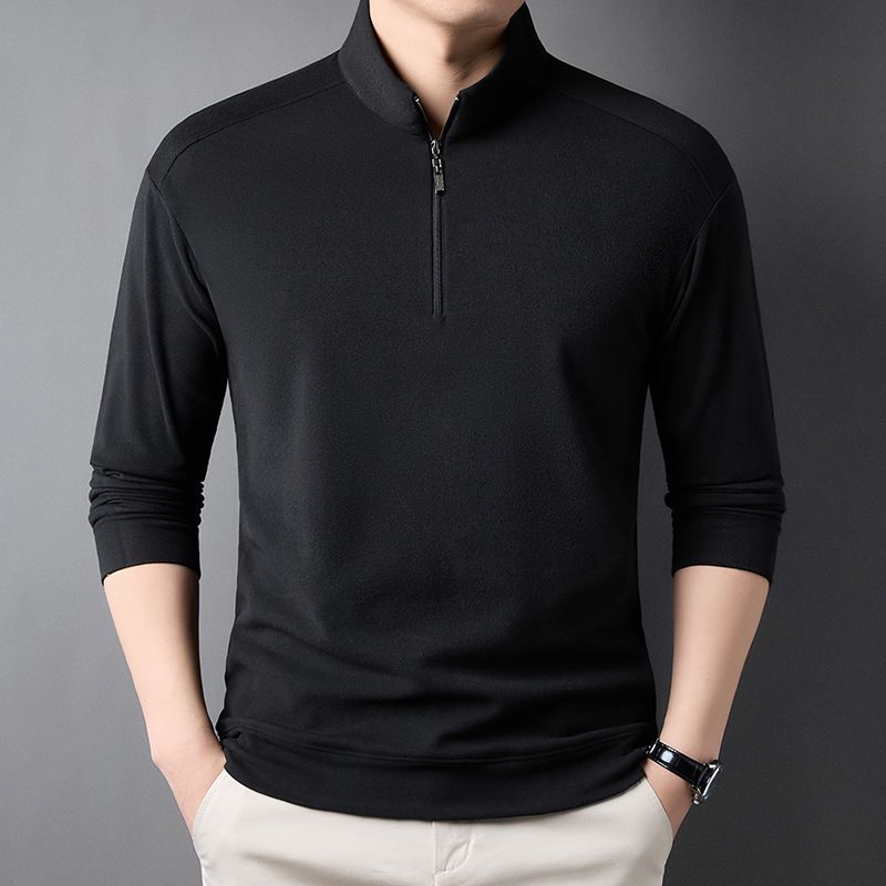 Fashionable Zipper Golf Tshirts Polo Shirt Long Sleeve t Shirt Cotton Blend Men's Clothing Polo  T-Shirts