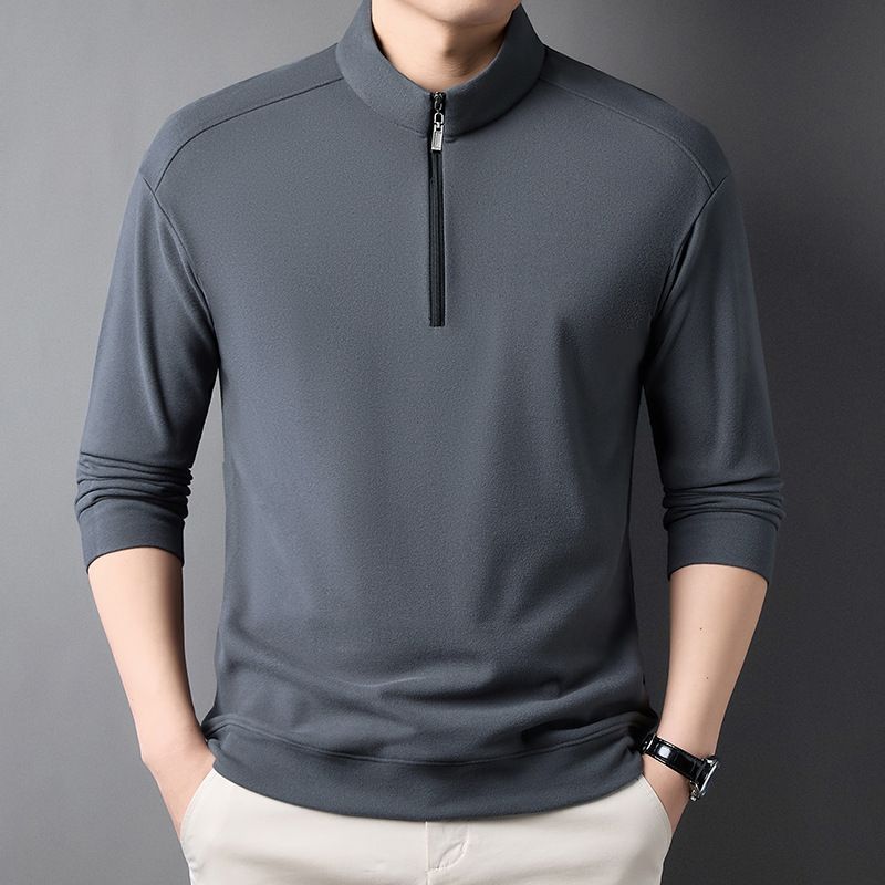 Fashionable Zipper Golf Tshirts Polo Shirt Long Sleeve t Shirt Cotton Blend Men's Clothing Polo  T-Shirts