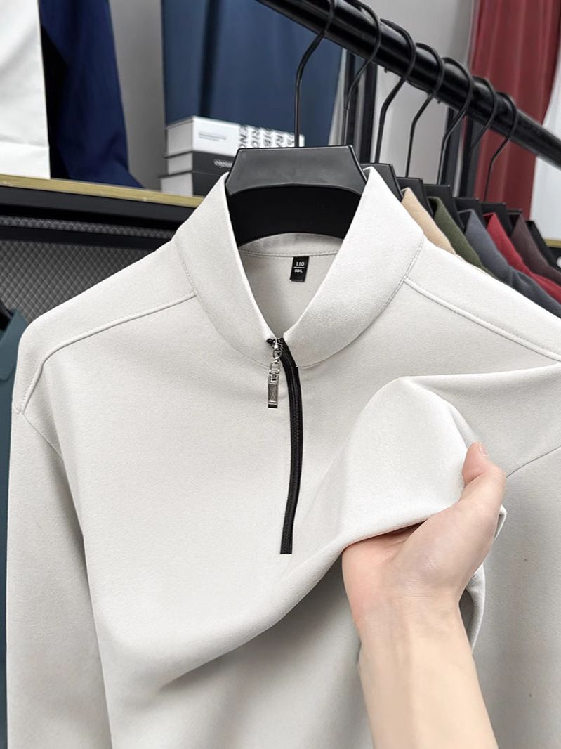 Fashionable Zipper Golf Tshirts Polo Shirt Long Sleeve t Shirt Cotton Blend Men's Clothing Polo  T-Shirts