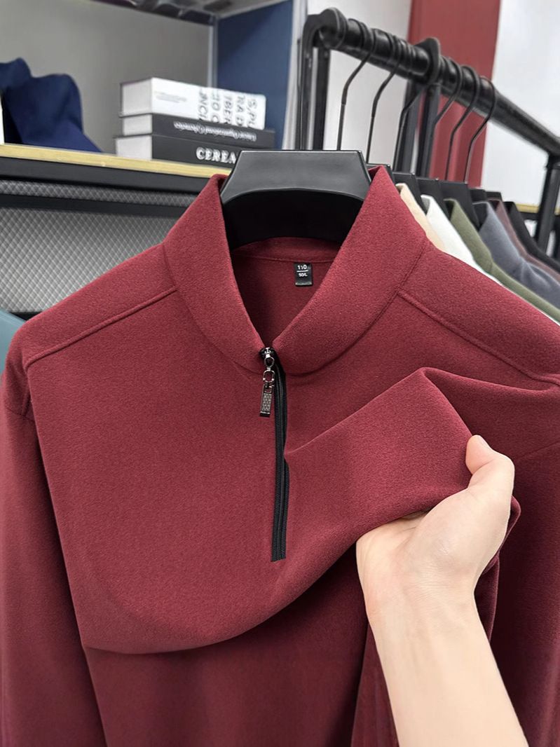 Fashionable Zipper Golf Tshirts Polo Shirt Long Sleeve t Shirt Cotton Blend Men's Clothing Polo  T-Shirts