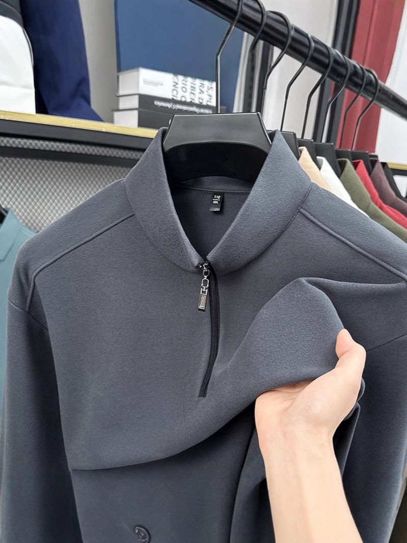 Fashionable Zipper Golf Tshirts Polo Shirt Long Sleeve t Shirt Cotton Blend Men's Clothing Polo  T-Shirts