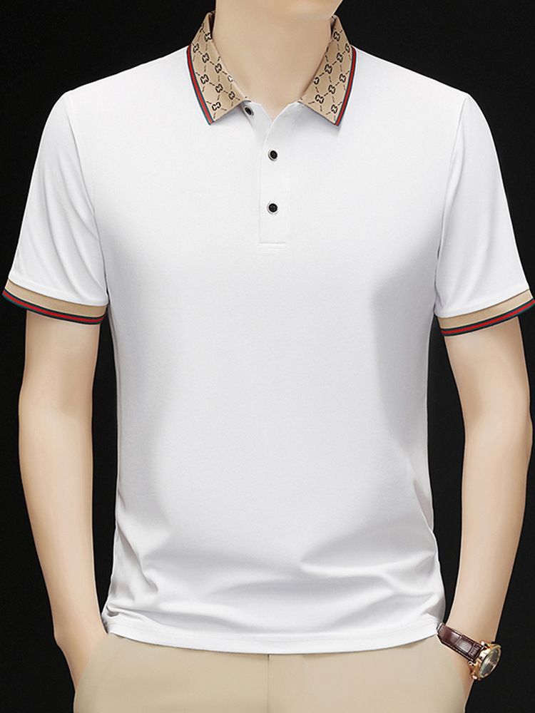 Men's POLO Shirt Ice Silk Short-sleeved Lapel T-shirt High-end T-shirt S-6XL Slim Summer Business Style Casual PoloT-Shirts