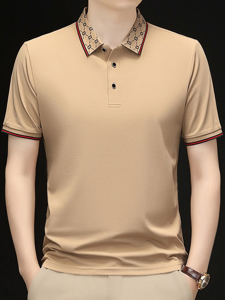 Men's POLO Shirt Ice Silk Short-sleeved Lapel T-shirt High-end T-shirt S-6XL Slim Summer Business Style Casual PoloT-Shirts