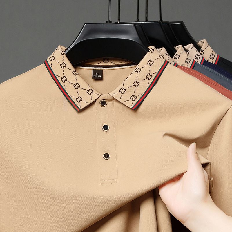 Men's POLO Shirt Ice Silk Short-sleeved Lapel T-shirt High-end T-shirt S-6XL Slim Summer Business Style Casual PoloT-Shirts