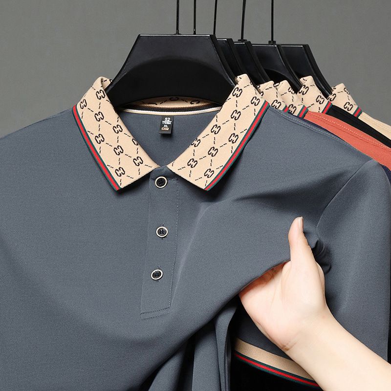 Men's POLO Shirt Ice Silk Short-sleeved Lapel T-shirt High-end T-shirt S-6XL Slim Summer Business Style Casual PoloT-Shirts
