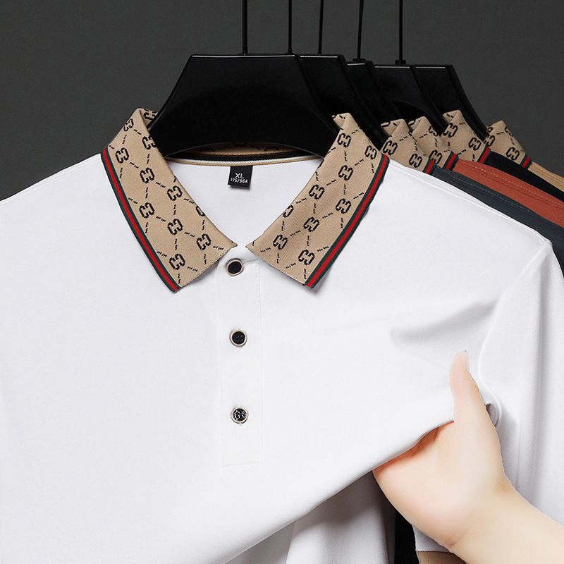 Men's POLO Shirt Ice Silk Short-sleeved Lapel T-shirt High-end T-shirt S-6XL Slim Summer Business Style Casual PoloT-Shirts