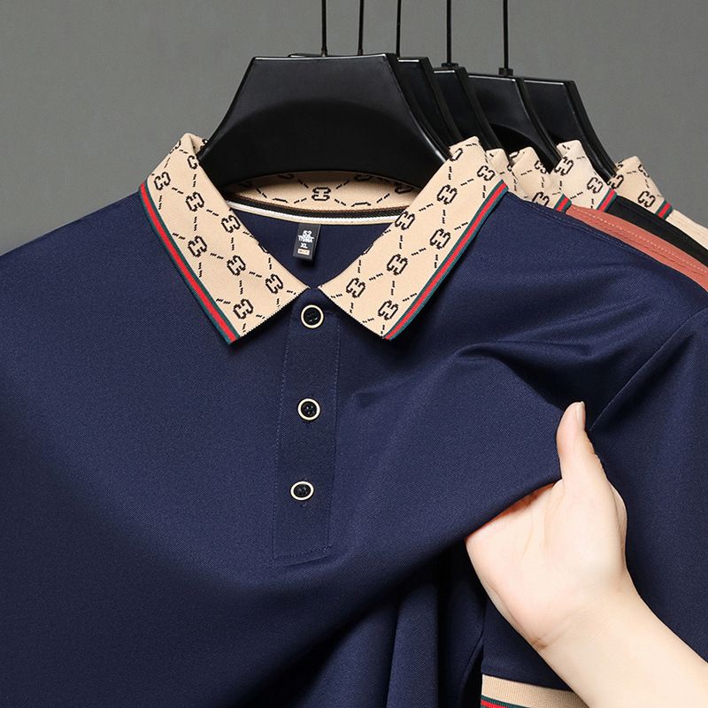 Men's POLO Shirt Ice Silk Short-sleeved Lapel T-shirt High-end T-shirt S-6XL Slim Summer Business Style Casual PoloT-Shirts