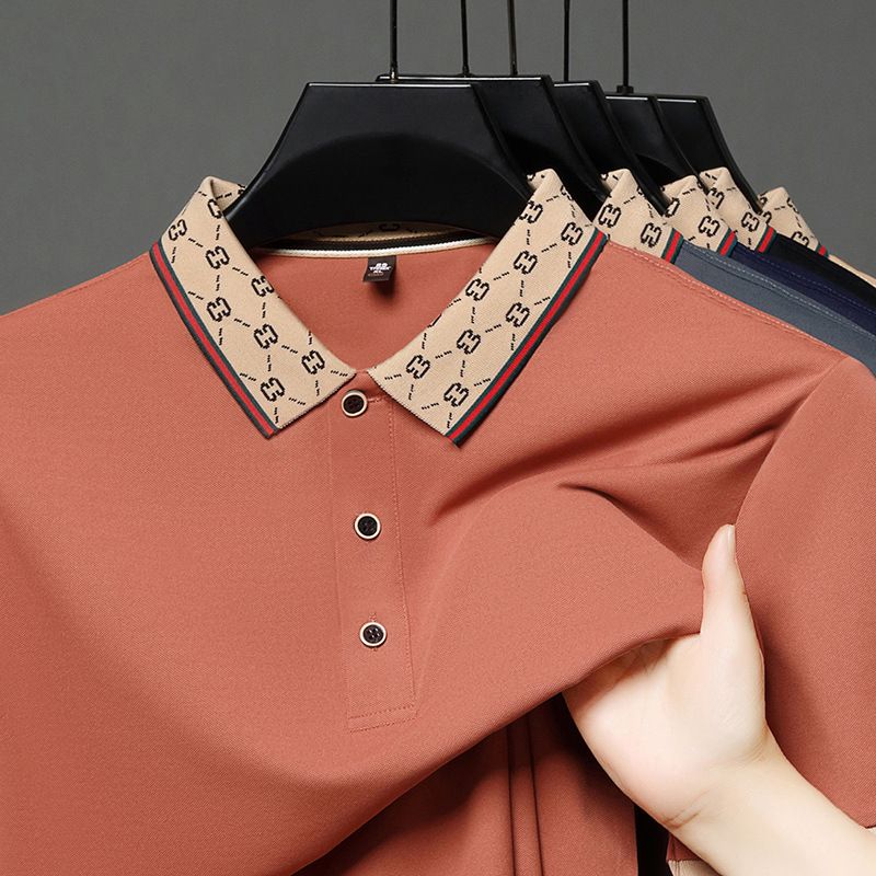 Men's POLO Shirt Ice Silk Short-sleeved Lapel T-shirt High-end T-shirt S-6XL Slim Summer Business Style Casual PoloT-Shirts