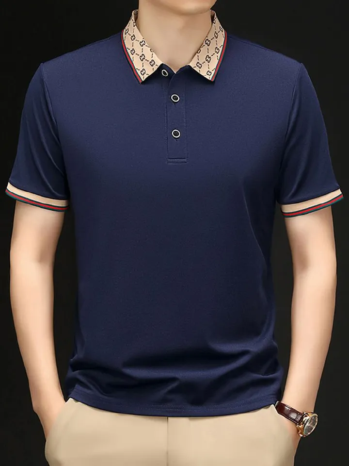 Men's POLO Shirt Ice Silk Short-sleeved Lapel T-shirt High-end T-shirt S-6XL Slim Summer Business Style Casual PoloT-Shirts