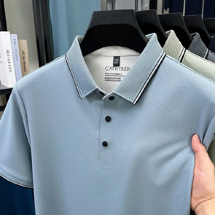 Wholesale Blank  Polo Modern Shirts Custom Your   Yellow and Black Polyester Plain Mens Golf Polo T Shirts