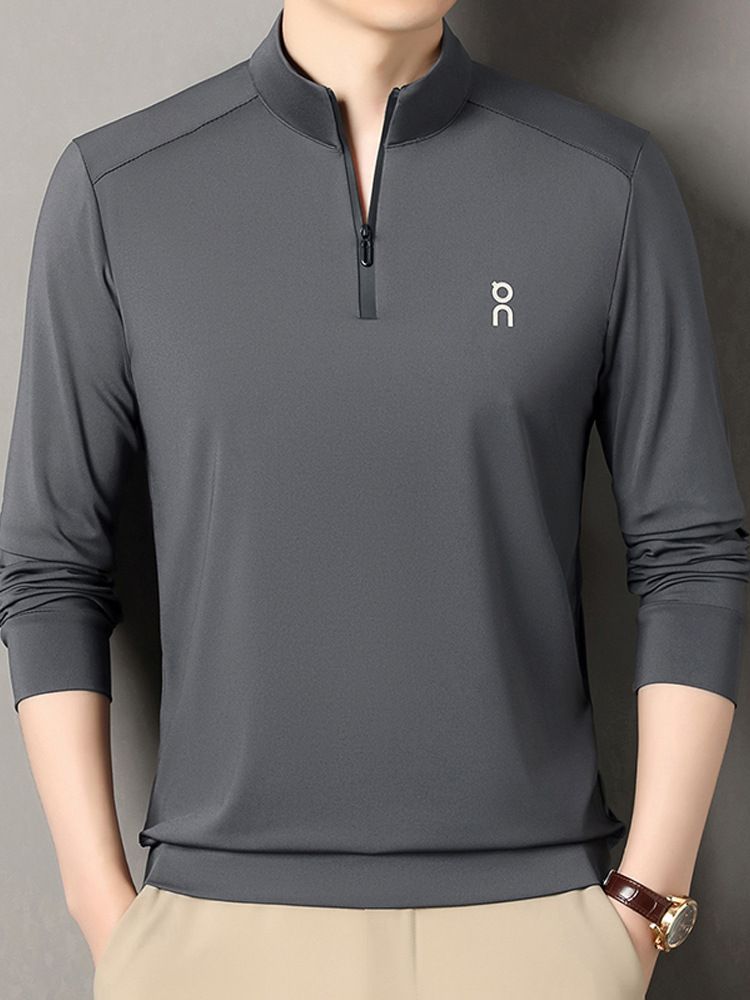 Fashionable Zipper Golf Tshirts Polo Shirt Long Sleeve t Shirt Cotton Blend Men's Clothing Polo T-Shirts