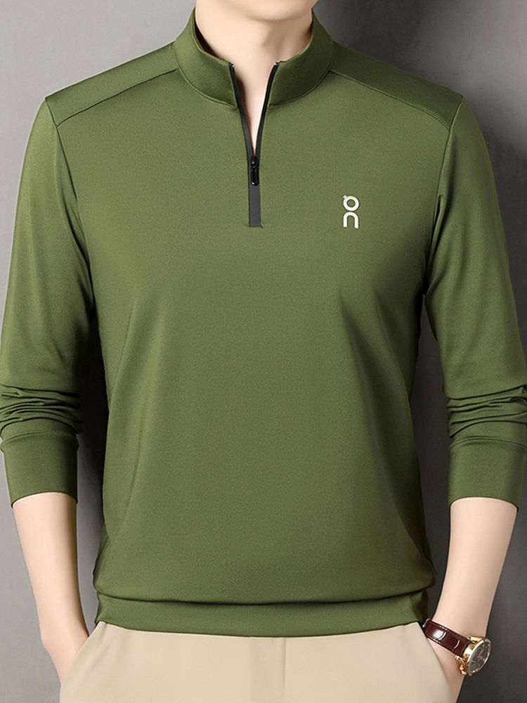 Fashionable Zipper Golf Tshirts Polo Shirt Long Sleeve t Shirt Cotton Blend Men's Clothing Polo T-Shirts