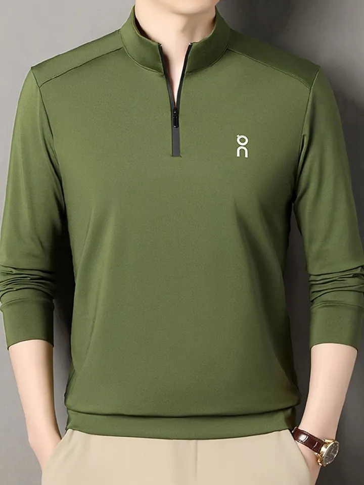 Fashionable Zipper Golf Tshirts Polo Shirt Long Sleeve t Shirt Cotton Blend Men's Clothing Polo T-Shirts