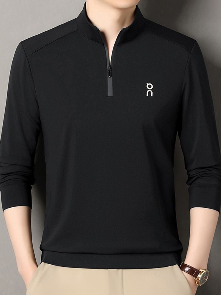 Fashionable Zipper Golf Tshirts Polo Shirt Long Sleeve t Shirt Cotton Blend Men's Clothing Polo T-Shirts