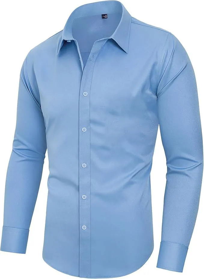 High Quality Slim Fit Men's Shirt Button up Long Sleeve Cotton Casual Formal Dress Shirt