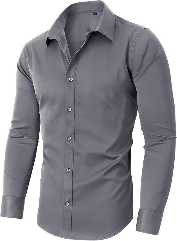 High Quality Slim Fit Men's Shirt Button up Long Sleeve Cotton Casual Formal Dress Shirt