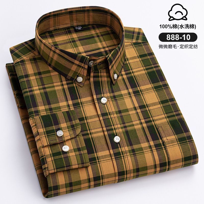 Wholesale Custom Men Shirts Cotton Plaid Long Sleeve Casual Shirts Formal Dress Business Wear Pure Color Shirt for Men  Shirts