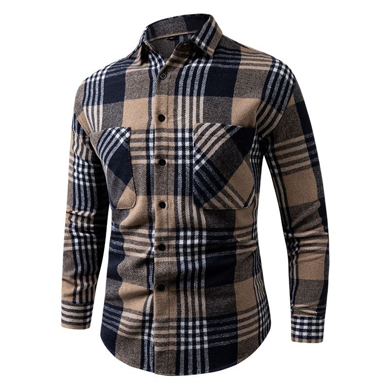 High Quality Men's Retro Style Red Cotton Plaid Flannel Shirt Slim Fit Long Sleeve New Spring Autumn Yarn Dyed Anti- Shirts