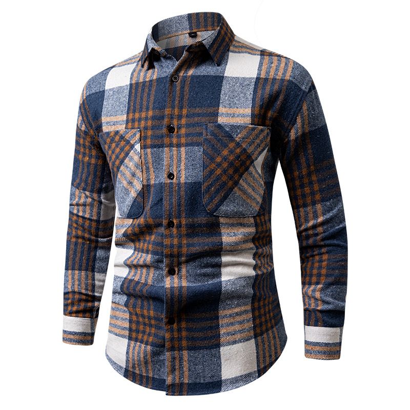 High Quality Men's Retro Style Red Cotton Plaid Flannel Shirt Slim Fit Long Sleeve New Spring Autumn Yarn Dyed Anti- Shirts