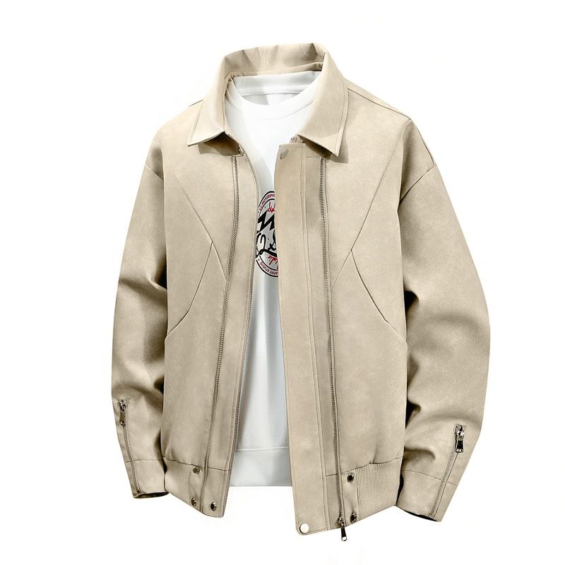 New American Style Retro PU Leather Zipper Jacket Men's High-end Aviator Jacket Leather Jacket  Coats