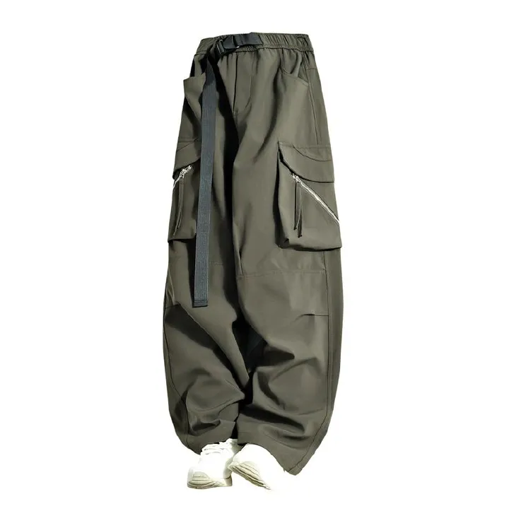 Hot Selling Fashion Zipper Pocket Pants Loose-fitting Work Pants Breathable Mens Cargo Pants with Side Pockets Casual