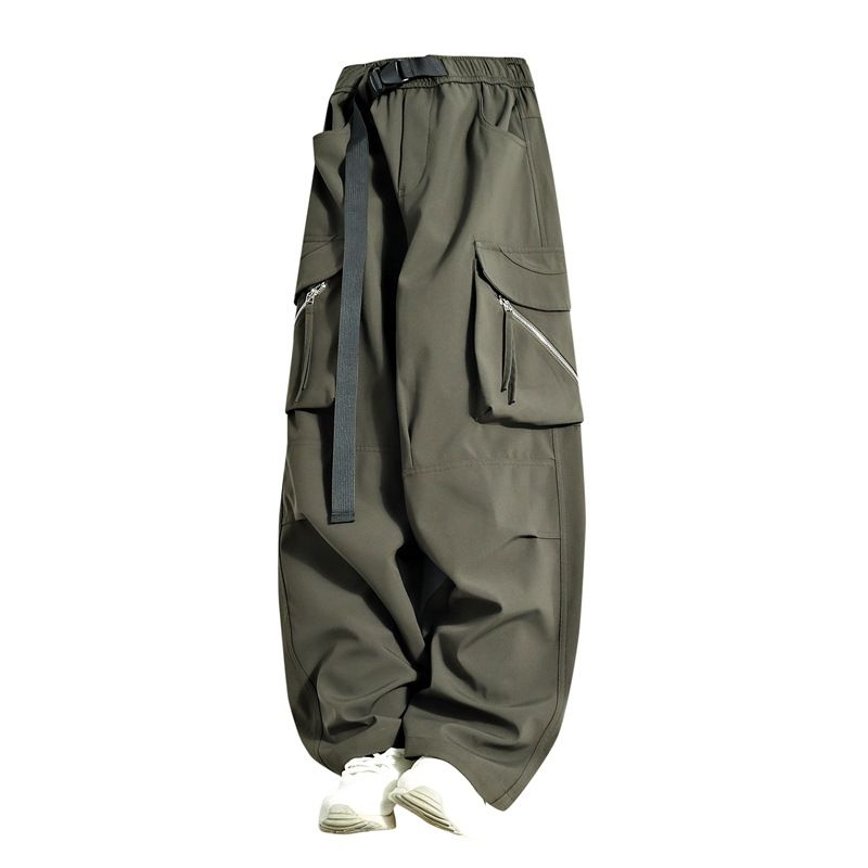 Hot Selling Fashion Zipper Pocket Pants Loose-fitting Work Pants Breathable Mens Cargo Pants with Side Pockets Casual