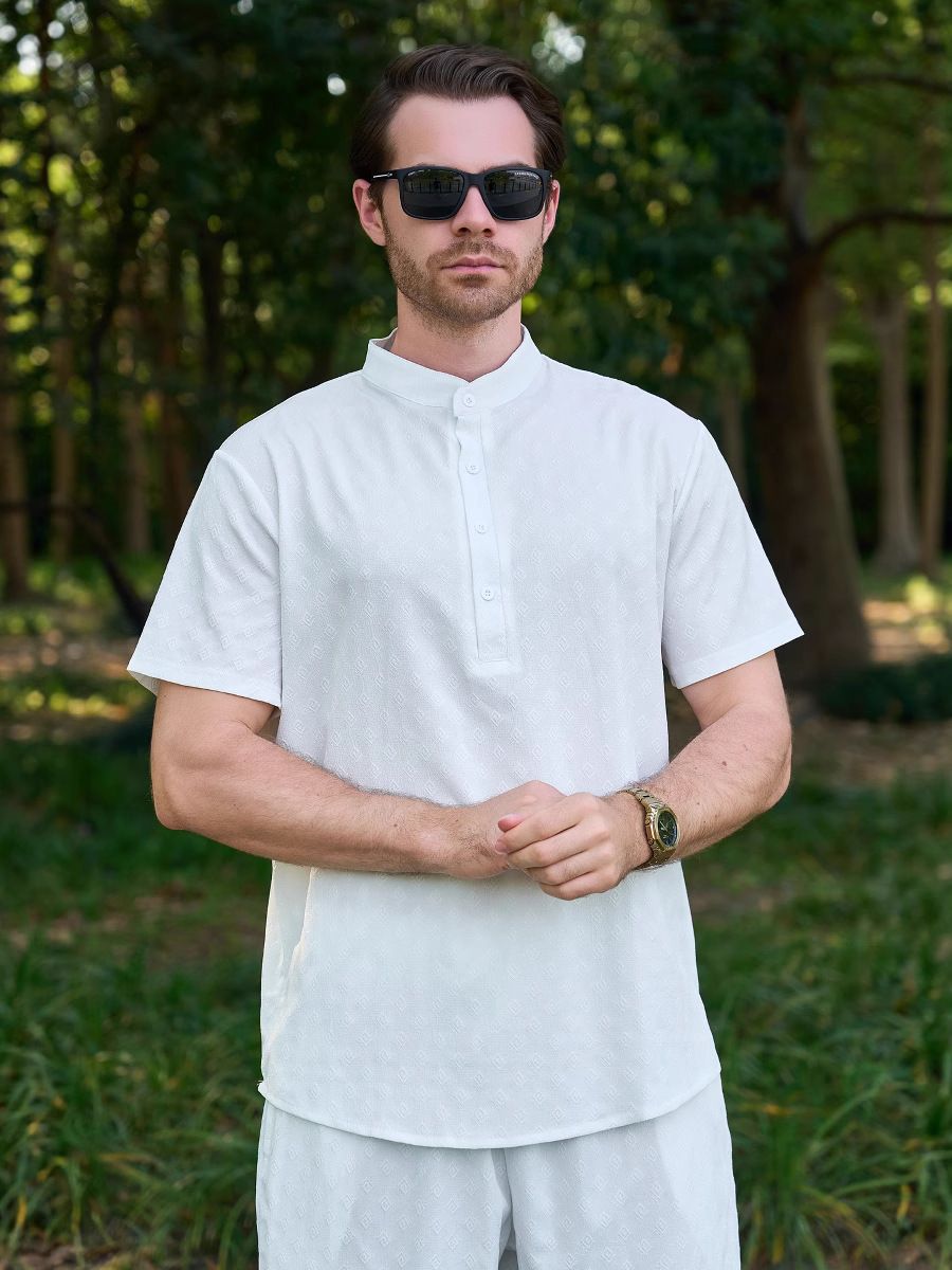 High Quality Mens Cotton Linen Henley Shirt Hippie Costume Yoga Outfits Loose Short Sleeve Top Casual Wear Beach Clothes TShirts