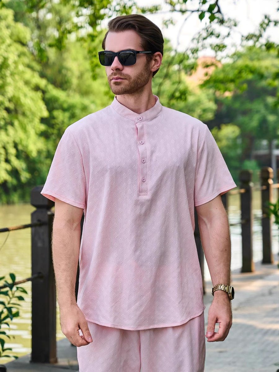 High Quality Mens Cotton Linen Henley Shirt Hippie Costume Yoga Outfits Loose Short Sleeve Top Casual Wear Beach Clothes TShirts