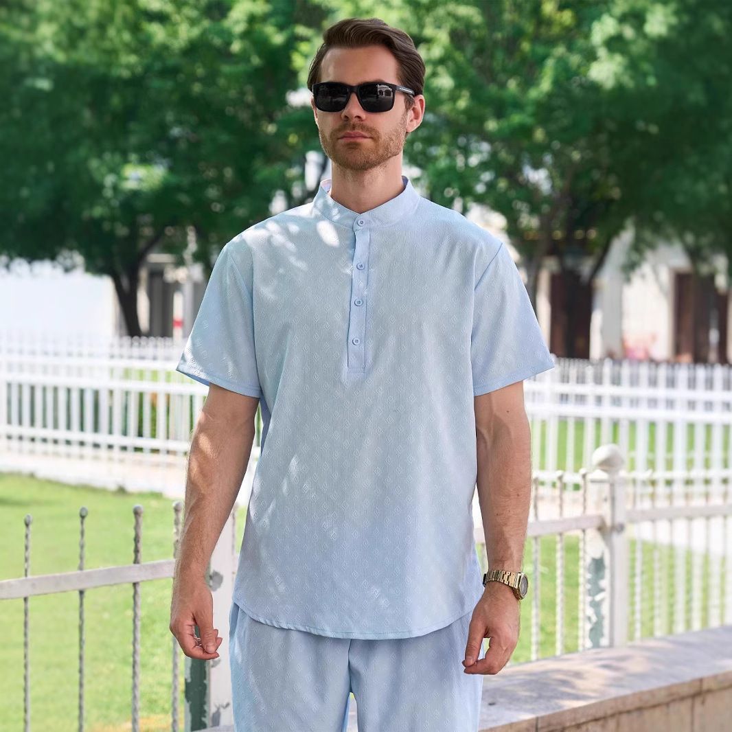 High Quality Mens Cotton Linen Henley Shirt Hippie Costume Yoga Outfits Loose Short Sleeve Top Casual Wear Beach Clothes TShirts
