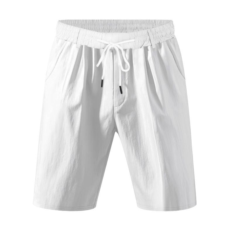 hot sale American loose casual men's linen summer breathable beach five-point shorts