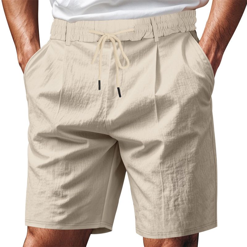 hot sale American loose casual men's linen summer breathable beach five-point shorts