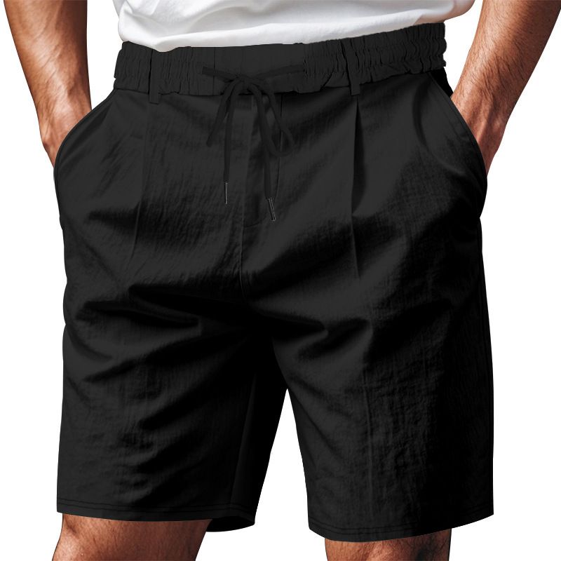 hot sale American loose casual men's linen summer breathable beach five-point shorts