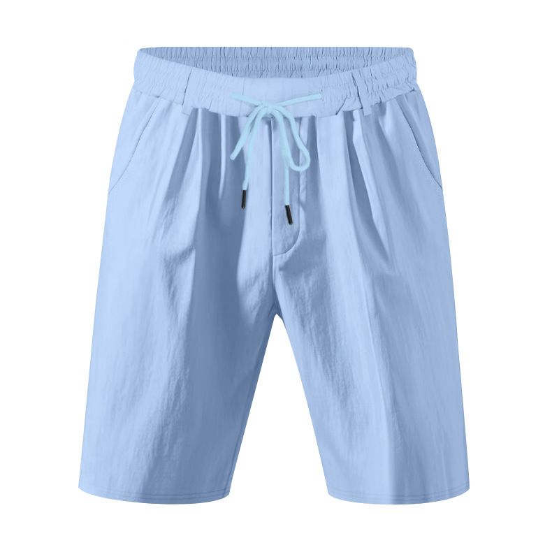 hot sale American loose casual men's linen summer breathable beach five-point shorts