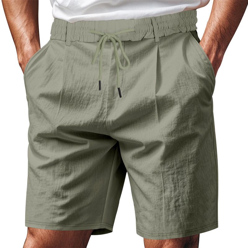 hot sale American loose casual men's linen summer breathable beach five-point shorts