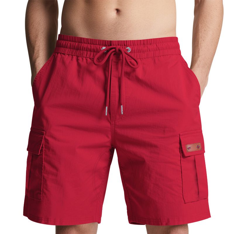 Men's Casual Mid Waist Cotton Twill Shorts Anti-Wrinkle Streetwear Style Solid Pattern Cargo Design Embroidery Multi Pockets  Shorts