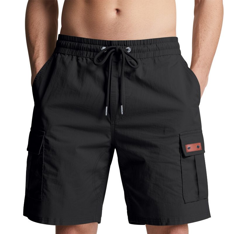 Men's Casual Mid Waist Cotton Twill Shorts Anti-Wrinkle Streetwear Style Solid Pattern Cargo Design Embroidery Multi Pockets  Shorts