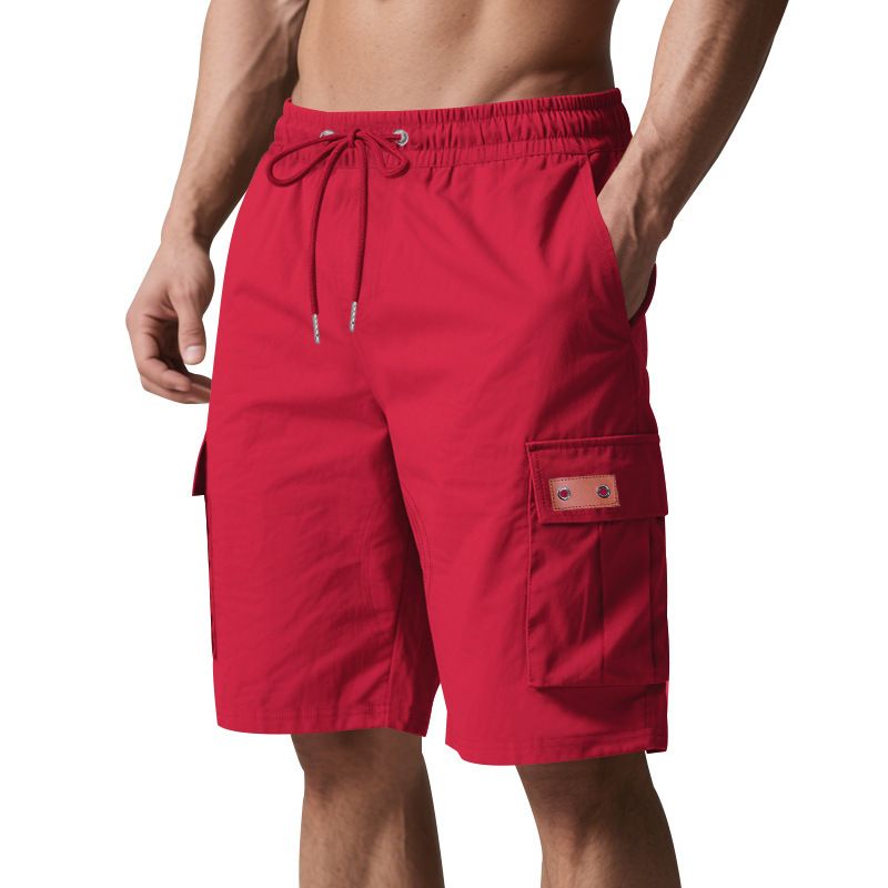 Men's Casual Mid Waist Cotton Twill Shorts Anti-Wrinkle Streetwear Style Solid Pattern Cargo Design Embroidery Multi Pockets  Shorts