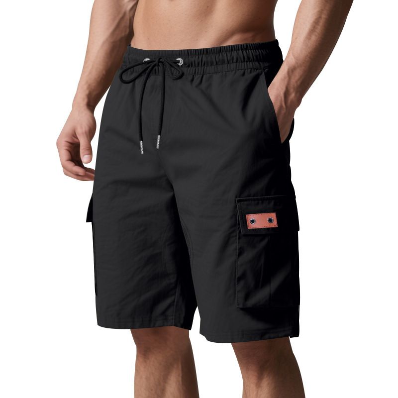 Men's Casual Mid Waist Cotton Twill Shorts Anti-Wrinkle Streetwear Style Solid Pattern Cargo Design Embroidery Multi Pockets  Shorts