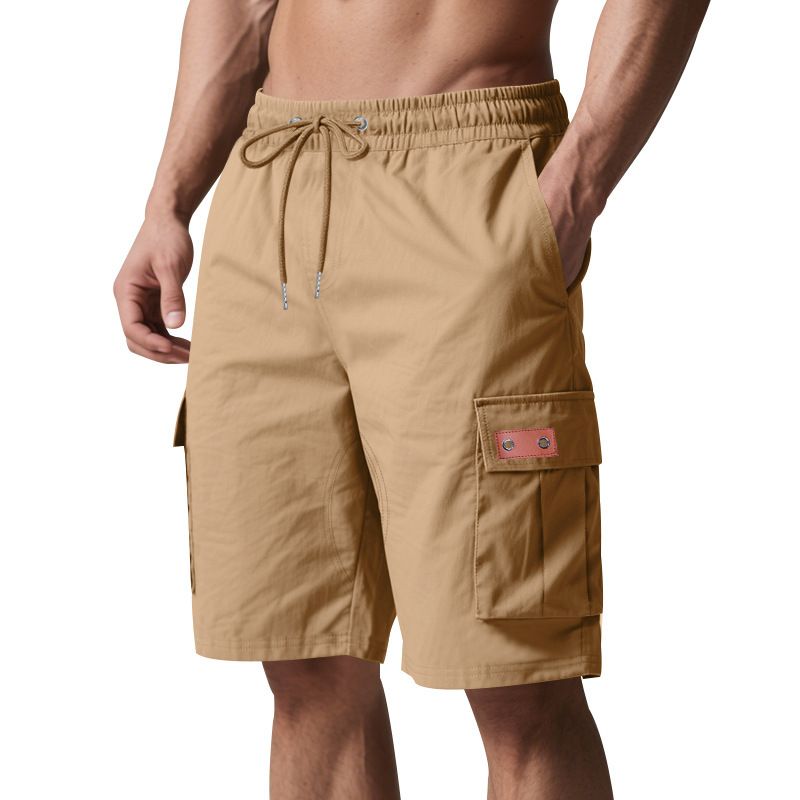 Men's Casual Mid Waist Cotton Twill Shorts Anti-Wrinkle Streetwear Style Solid Pattern Cargo Design Embroidery Multi Pockets  Shorts