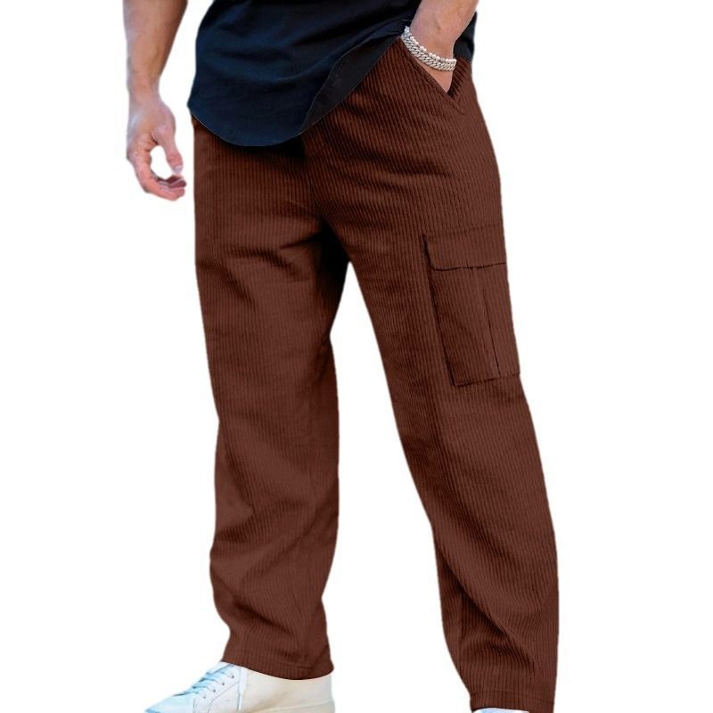All Season Thin Breathable Overalls Cargo Pants Multiple Pockets Loose Casual Trend Elastic Waist Wide Leg Men's Pants  Casual