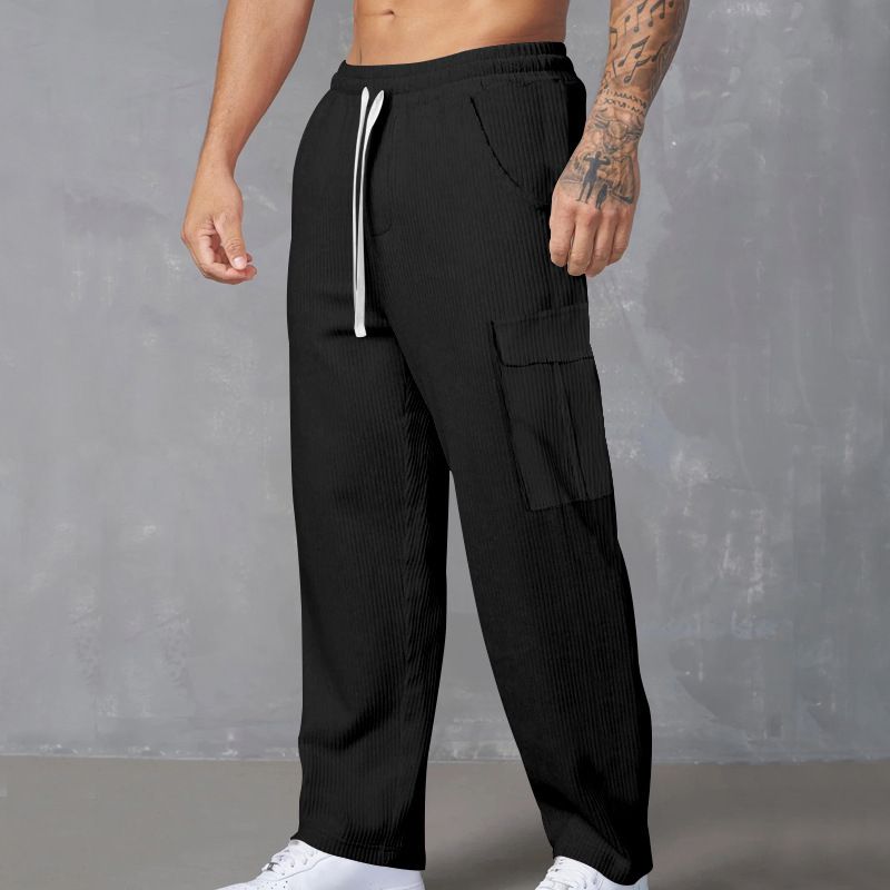All Season Thin Breathable Overalls Cargo Pants Multiple Pockets Loose Casual Trend Elastic Waist Wide Leg Men's Pants  Casual