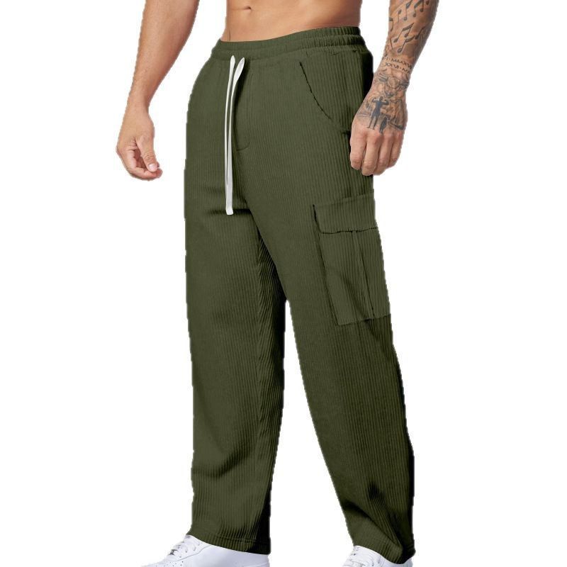 All Season Thin Breathable Overalls Cargo Pants Multiple Pockets Loose Casual Trend Elastic Waist Wide Leg Men's Pants  Casual