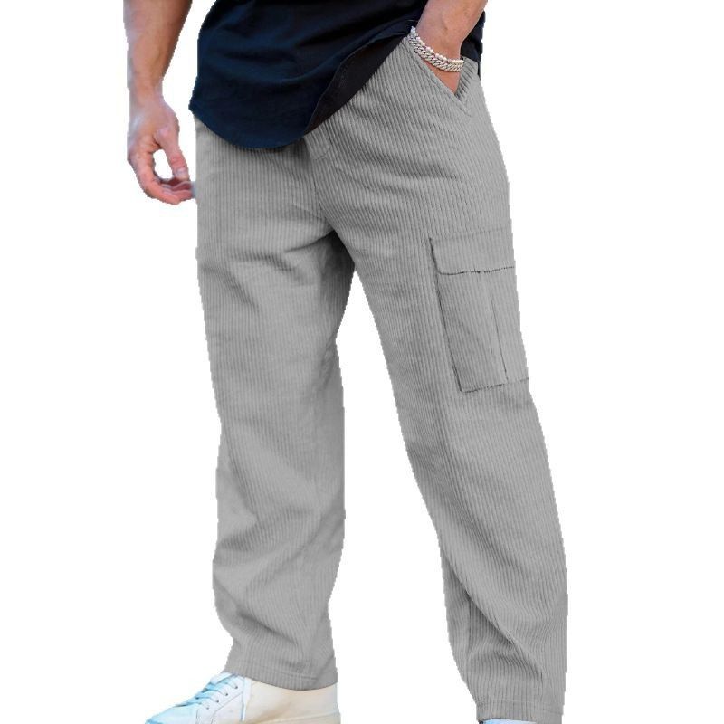 All Season Thin Breathable Overalls Cargo Pants Multiple Pockets Loose Casual Trend Elastic Waist Wide Leg Men's Pants  Casual