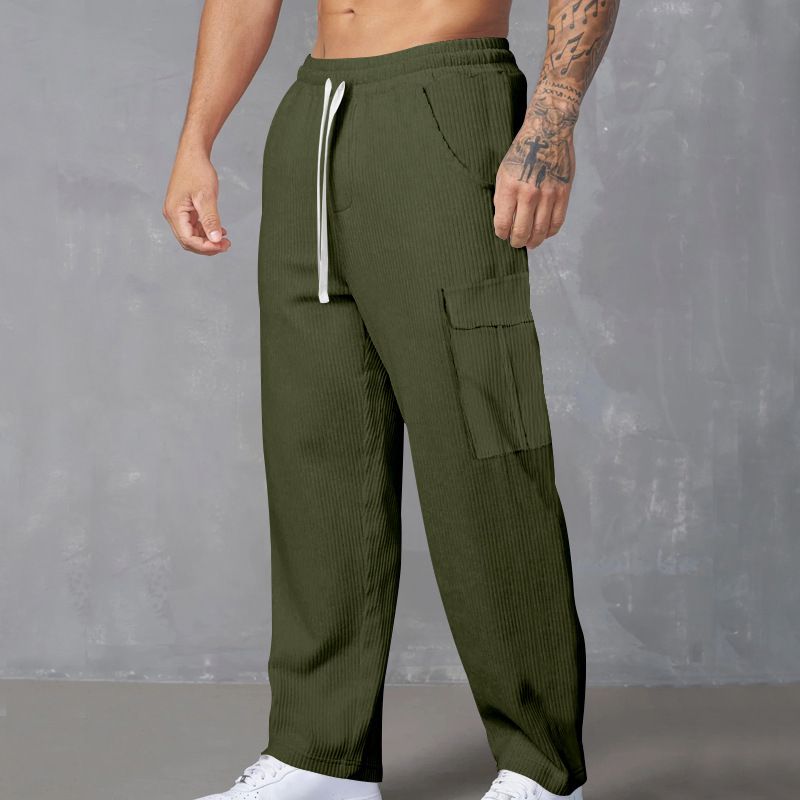 All Season Thin Breathable Overalls Cargo Pants Multiple Pockets Loose Casual Trend Elastic Waist Wide Leg Men's Pants  Casual